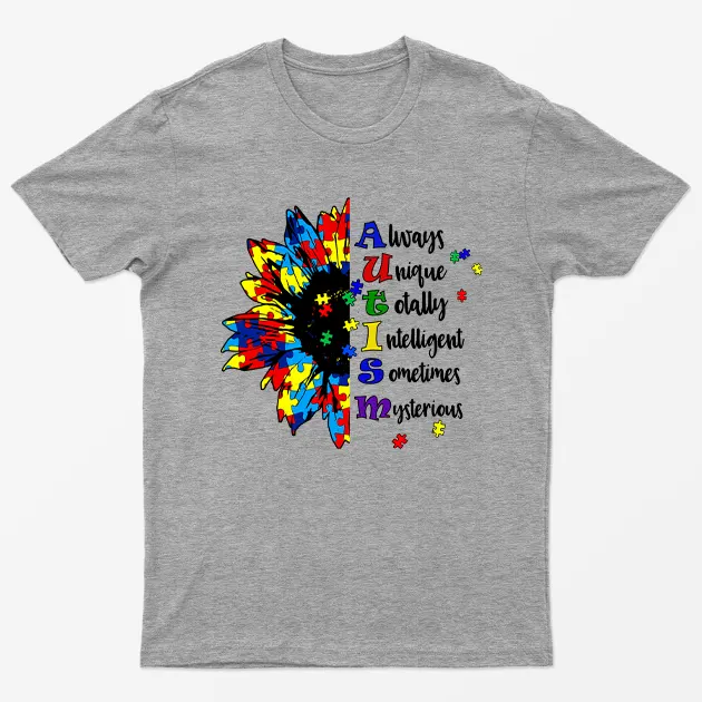 Sport Grey Sunflower Autism Awareness T-Shirt