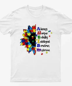 White Sunflower Autism Awareness T-Shirt