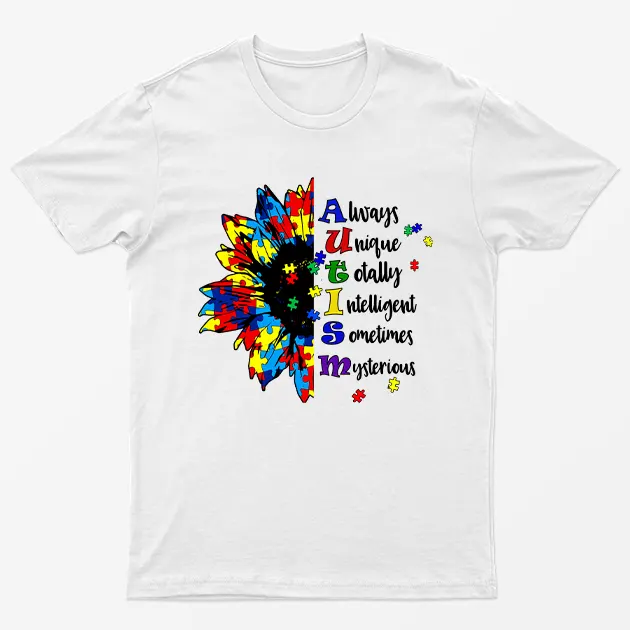 White Sunflower Autism Awareness T-Shirt
