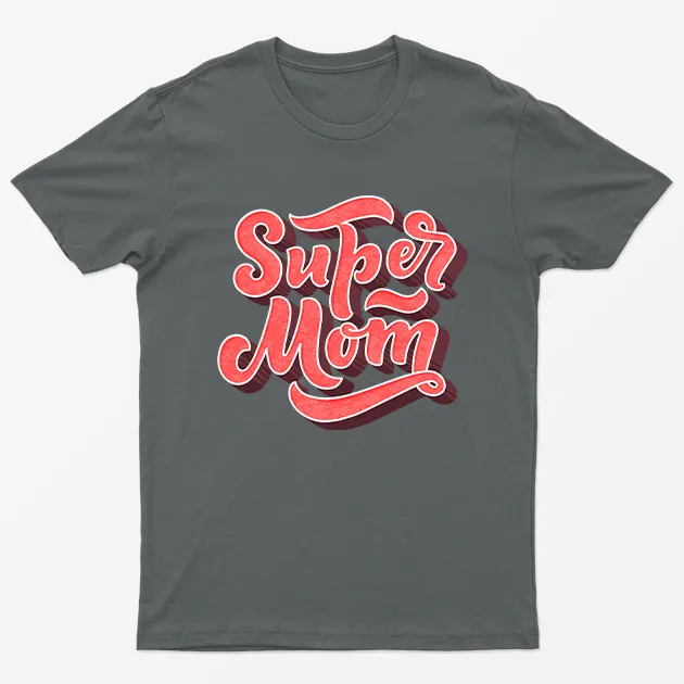Charcoal Super Mom Graphic T-Shirt