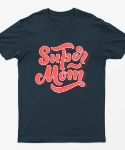 Navy Blue Super Mom Graphic T-Shirt