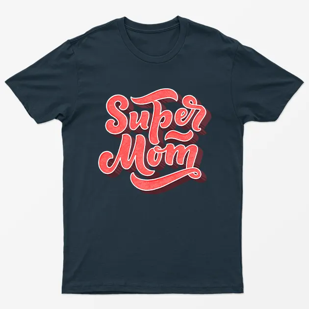 Navy Blue Super Mom Graphic T-Shirt