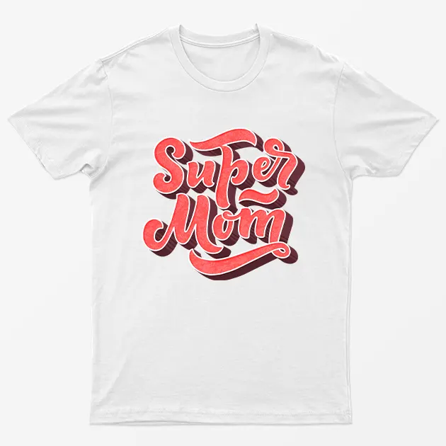 White Super Mom Graphic T-Shirt