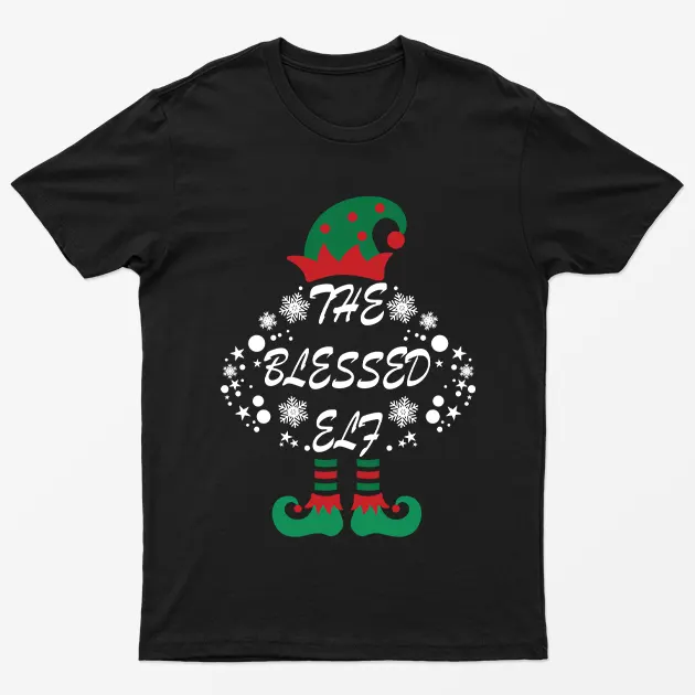 Black The Blessed Elf Christmas T-Shirt