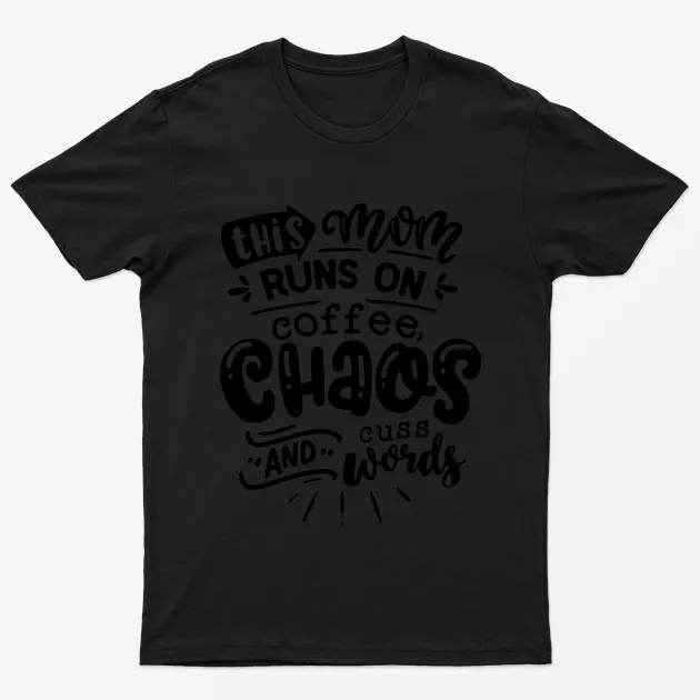 Black This Mom Runs On Coffee T-Shirt