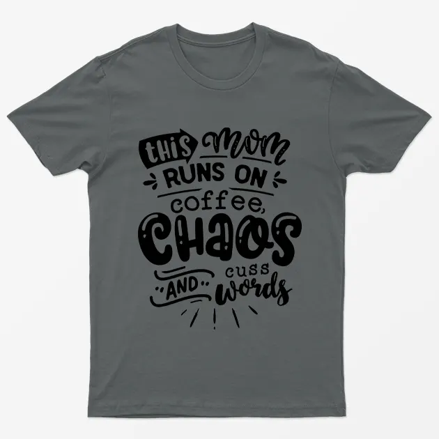 Charcoal This Mom Runs On Coffee T-Shirt