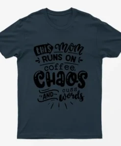 Navy Blue This Mom Runs On Coffee T-Shirt