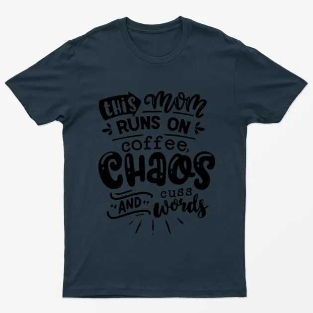 Navy Blue This Mom Runs On Coffee T-Shirt