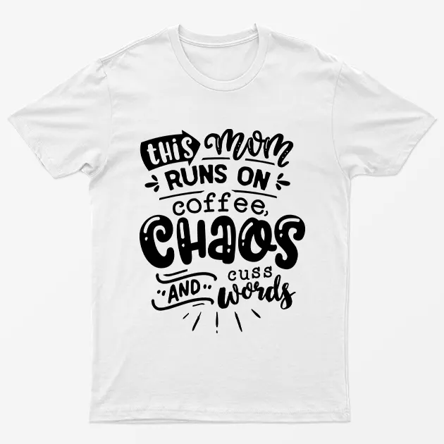 White This Mom Runs On Coffee T-Shirt