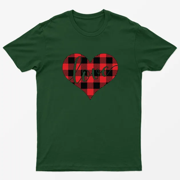 Forest Green True Love Heart Happy Valentine Day T-shirt