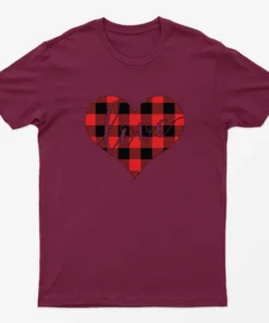 Maroon True Love Heart Happy Valentine Day T-shirt