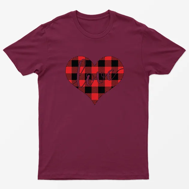 Maroon True Love Heart Happy Valentine Day T-shirt