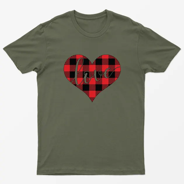 Military Green True Love Heart Happy Valentine Day T-shirt