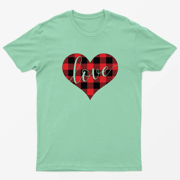 Mint Green True Love Heart Happy Valentine Day T-shirt