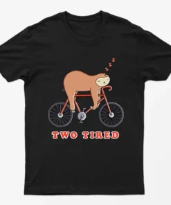 Black Two Tired Sloth Bicycle Graphic T-Shirt