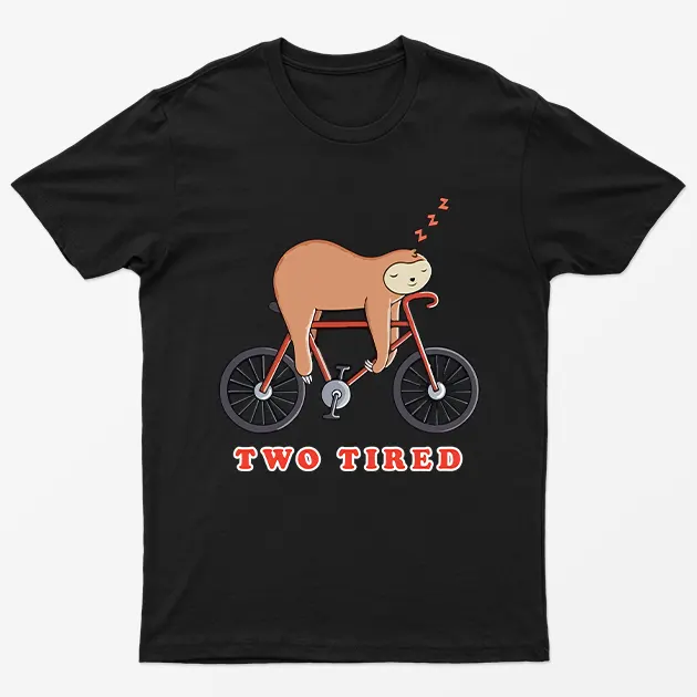 Black Two Tired Sloth Bicycle Graphic T-Shirt