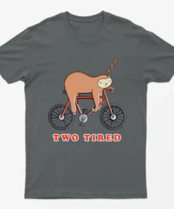 Charcoal Two Tired Sloth Bicycle Graphic T-Shirt