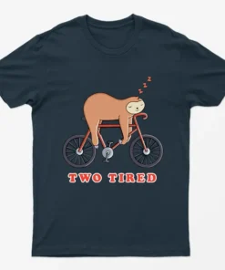 Navy Blue Two Tired Sloth Bicycle Graphic T-Shirt