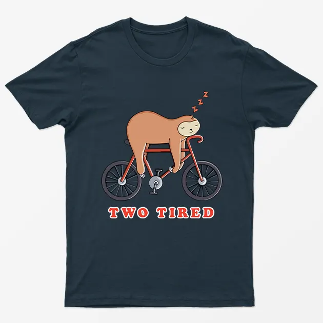 Navy Blue Two Tired Sloth Bicycle Graphic T-Shirt