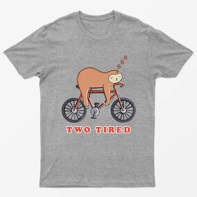 Sport Grey Two Tired Sloth Bicycle Graphic T-Shirt