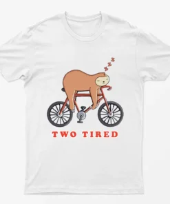 White Two Tired Sloth Bicycle Graphic T-Shirt