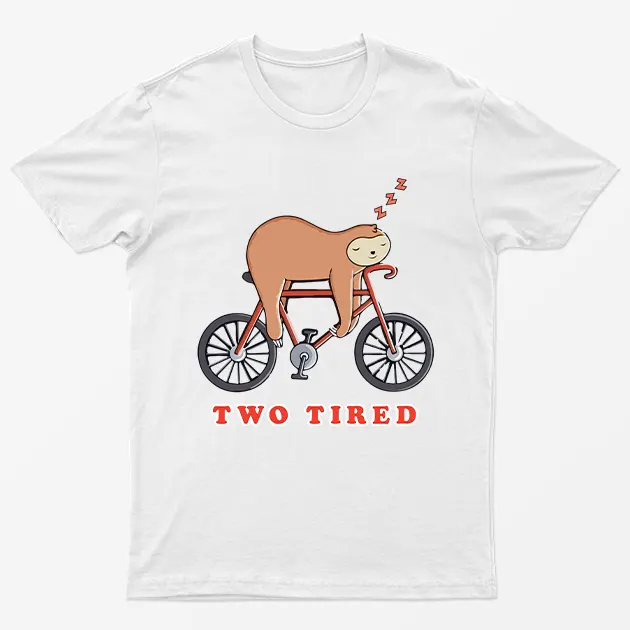 White Two Tired Sloth Bicycle Graphic T-Shirt