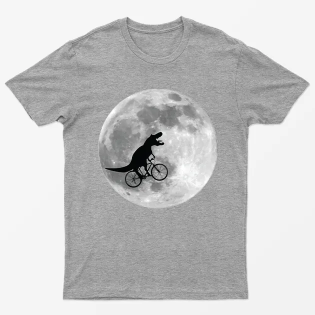 Sport Grey Tyrannosaurus Rex Bicycle Moon T-Shirt