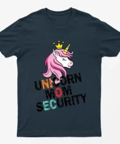 Navy Blue Unicorn Mom Security T-Shirt