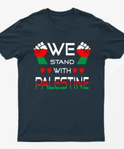 Navy Blue We Stand With Palestine T-Shirt