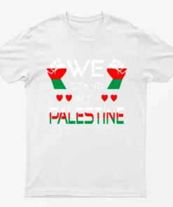 White We Stand With Palestine T-Shirt