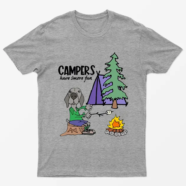 Sport Grey Weimaraner Dog Camping Graphic T-Shirt