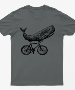 Charcoal Whale On Bicycle Graphic T-Shirt