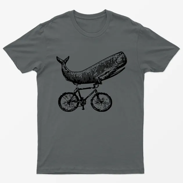 Charcoal Whale On Bicycle Graphic T-Shirt