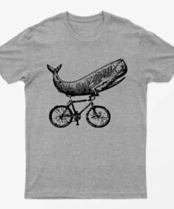 Sport Grey Whale On Bicycle Graphic T-Shirt