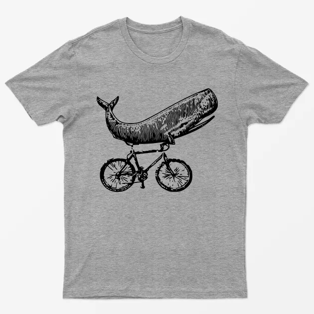 Sport Grey Whale On Bicycle Graphic T-Shirt