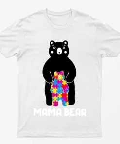 White Autism Awareness Day Bear Graphic T-Shirt