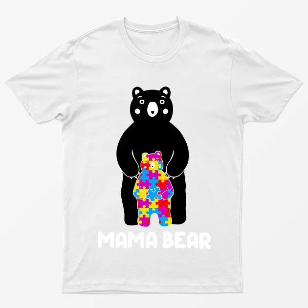 White Autism Awareness Day Bear Graphic T-Shirt