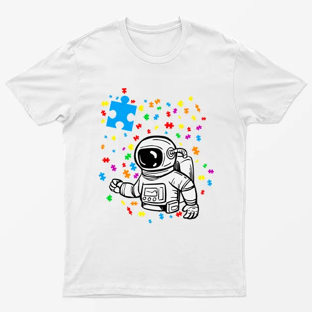 White Autism Awareness Funny Graphic T-Shirt
