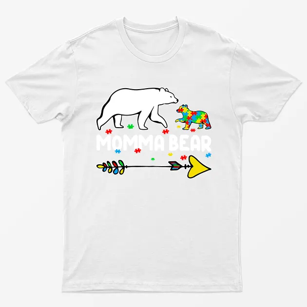 White Autism Day Awareness Funny Bear T-Shirt