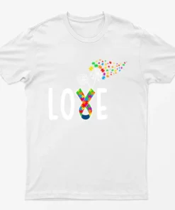 White Autism Day Love Funny Graphic T-Shirt