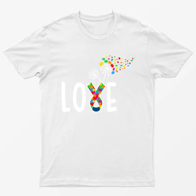 White Autism Day Love Funny Graphic T-Shirt