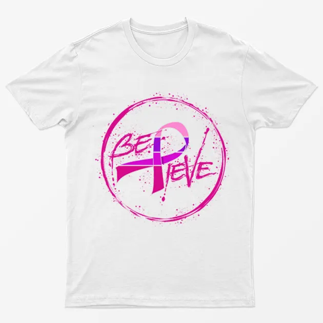 White Be Positive Breast Cancer Awareness T-Shirt