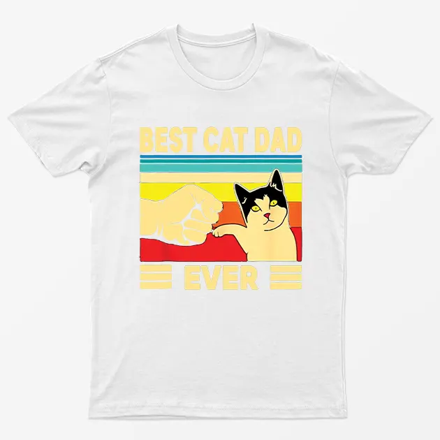 White Best Cat Dad Ever T-Shirt