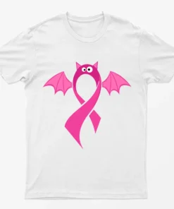 White Breast Cancer Awareness Pink Bat T-Shirt