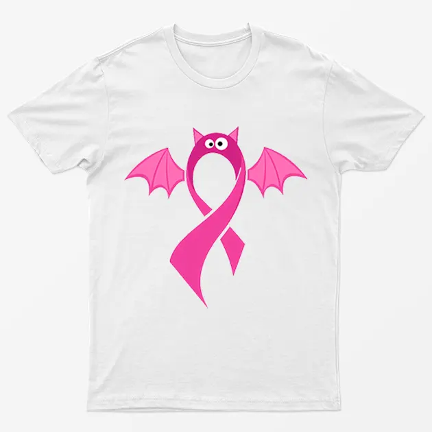 White Breast Cancer Awareness Pink Bat T-Shirt