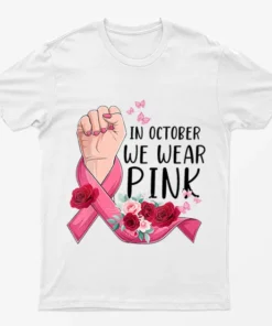 White Breast Cancer October Awareness Month T-Shirt