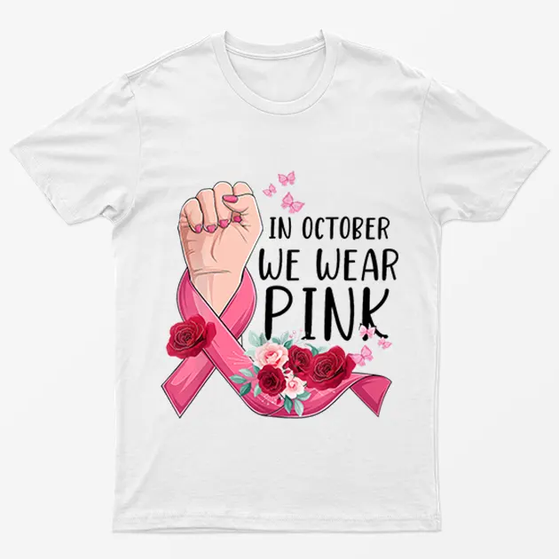 White Breast Cancer October Awareness Month T-Shirt