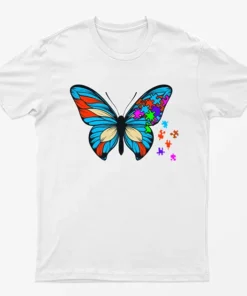 White Butterfly Autism Awareness T-Shirt