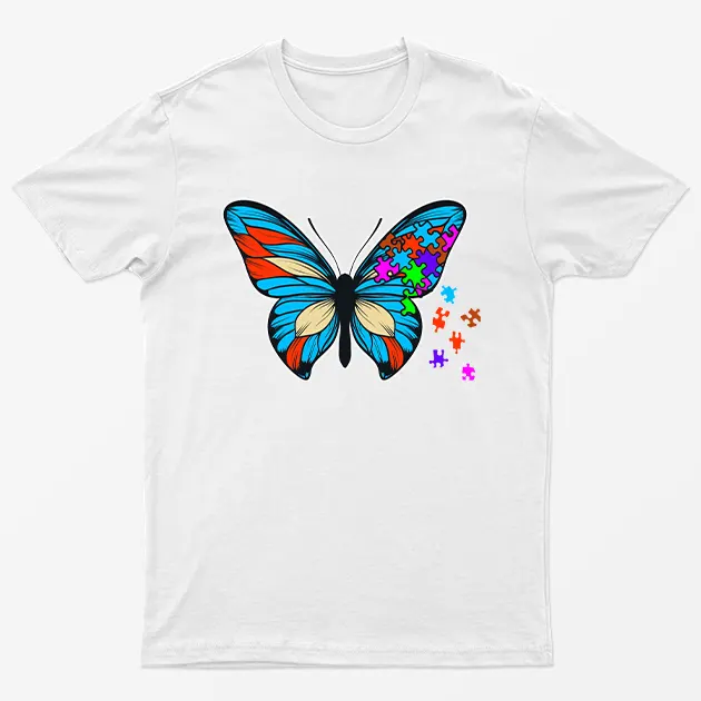 White Butterfly Autism Awareness T-Shirt