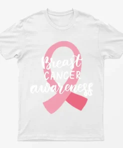 White Cancer Pink Ribbon Awareness T-Shirt